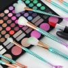 10Pcs Mermaid Makeup Brushes Fish Tail Eyebrow Face Lip Blending Green