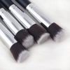 Mini Makeup Brushes Set for Travel Set Synthesized 10 Pieces (Black Silver)
